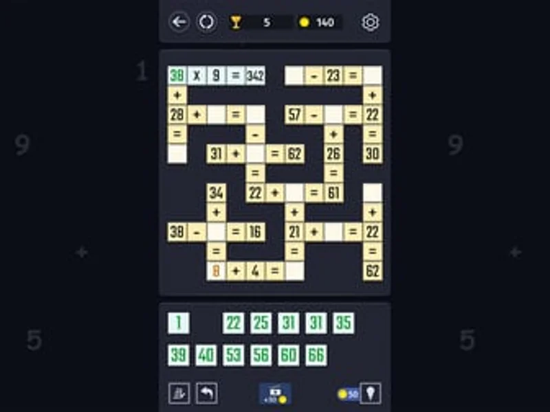 Math Puzzles Crosswords Action - Game screenshot